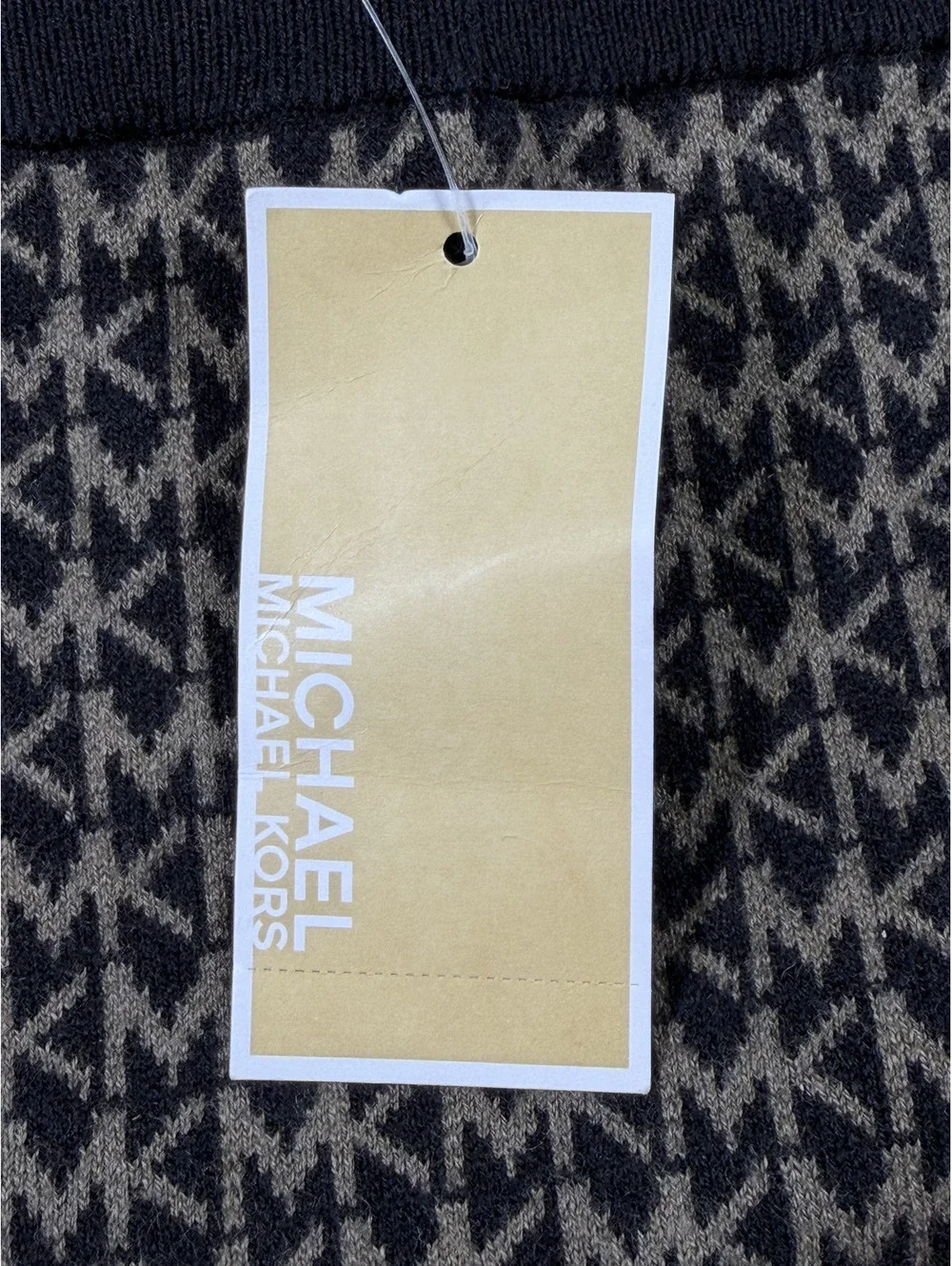 Michael Kors Medium Black and Beige Logo Knit Midi Skirt